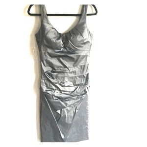 Super flattering Metallic charcoal dress! Size 8!